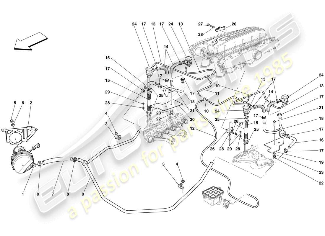 Ferrari 612 Scaglietti (RHD) secondary air system Part Diagram