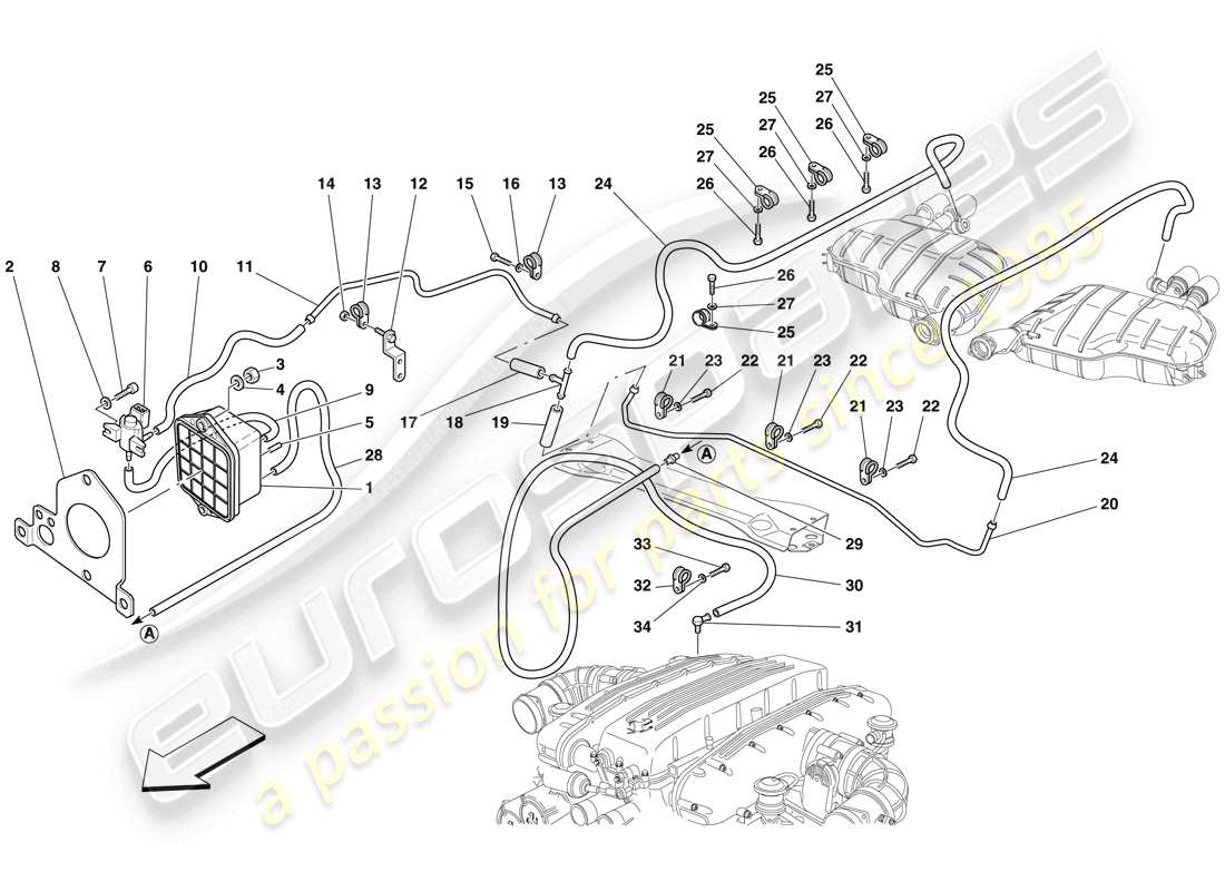 Ferrari 612 Scaglietti (RHD) bypass valve control system Part Diagram