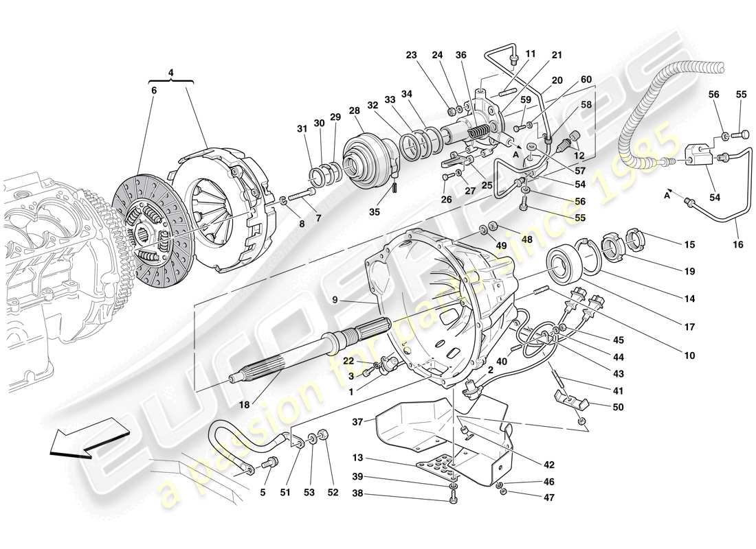 Ferrari 612 Scaglietti (RHD) Clutch and Controls Part Diagram