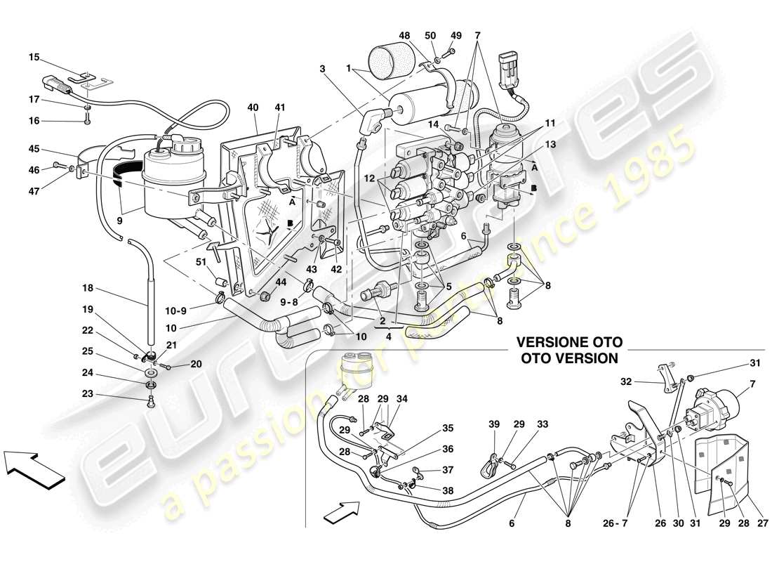 Ferrari 612 Scaglietti (RHD) Power Unit and Tank Part Diagram
