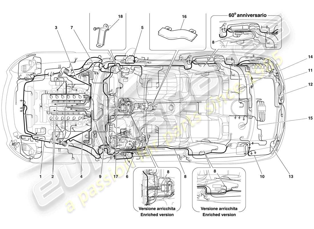 Ferrari 612 Scaglietti (RHD) electrical system Part Diagram