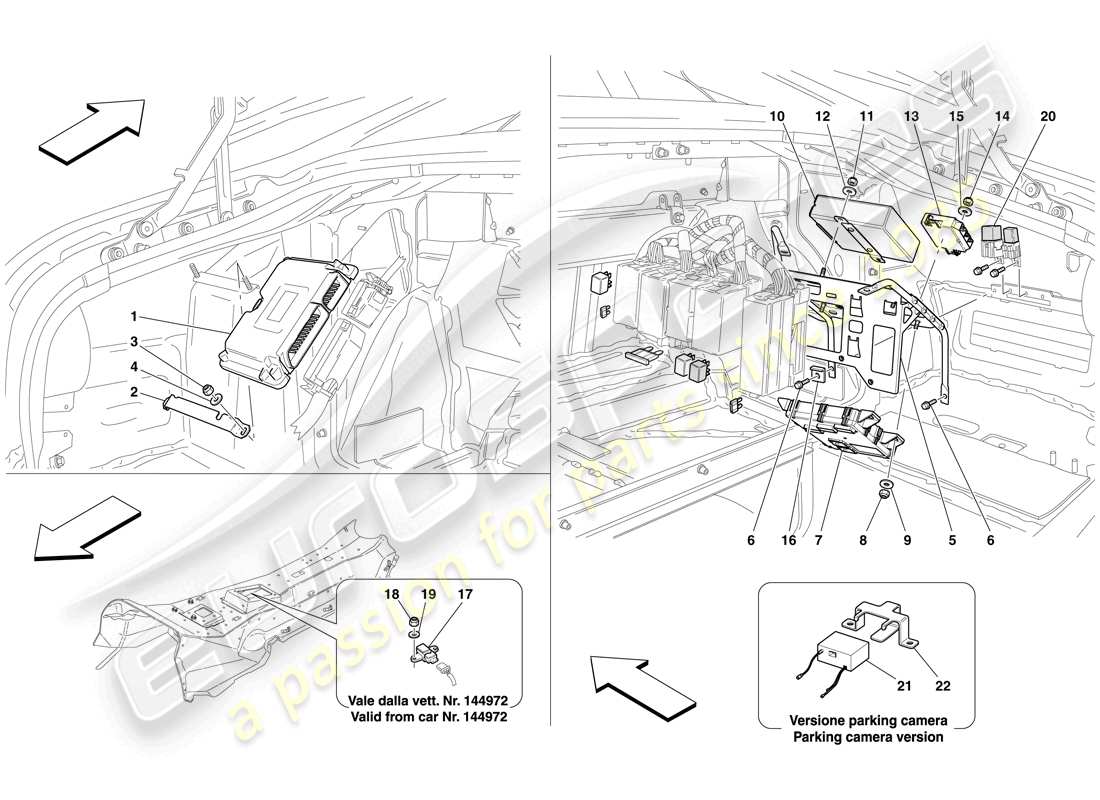 Ferrari 612 Scaglietti (RHD) LUGGAGE COMPARTMENT ECUs Part Diagram
