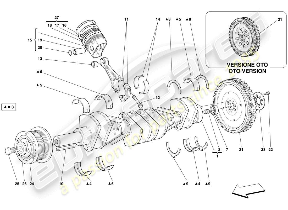 Ferrari 612 Scaglietti (USA) crankshaft - connecting rods and pistons Part Diagram