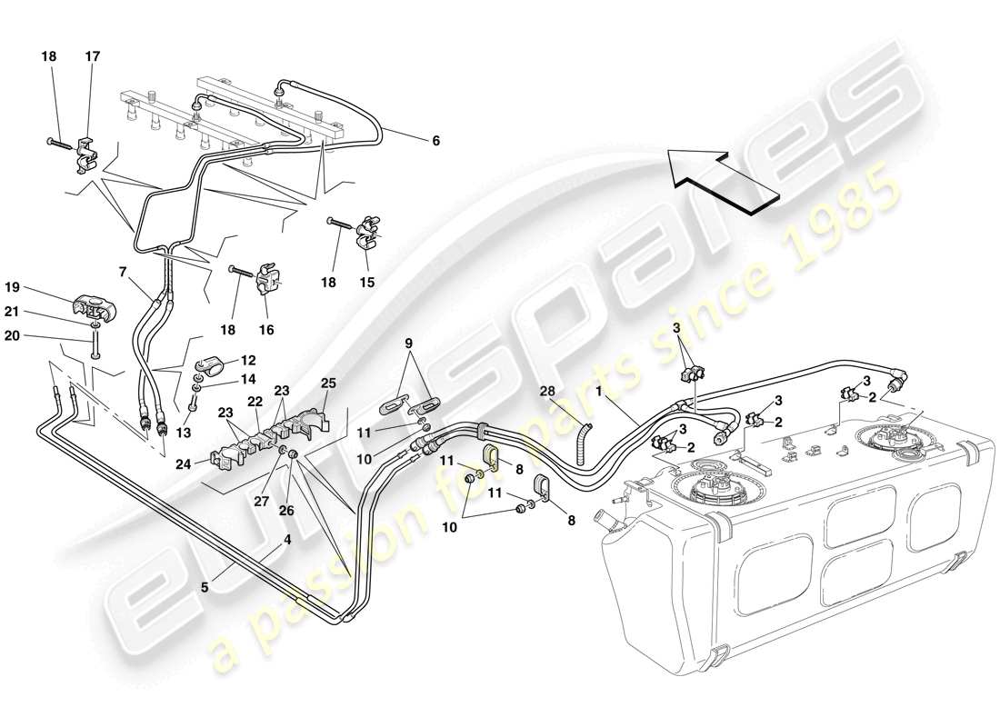 Ferrari 612 Scaglietti (USA) fuel system Part Diagram