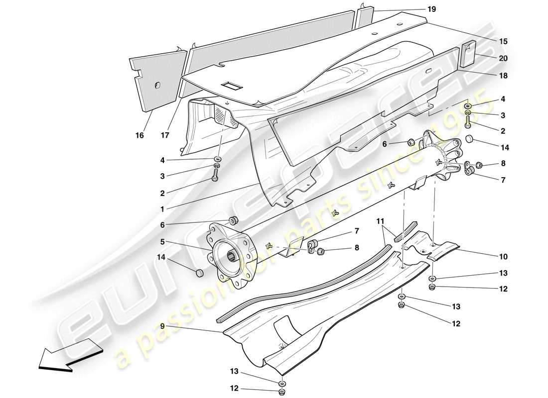 Ferrari 612 Scaglietti (USA) ENGINE/GEARBOX CONNECTOR PIPE AND INSULATION Part Diagram