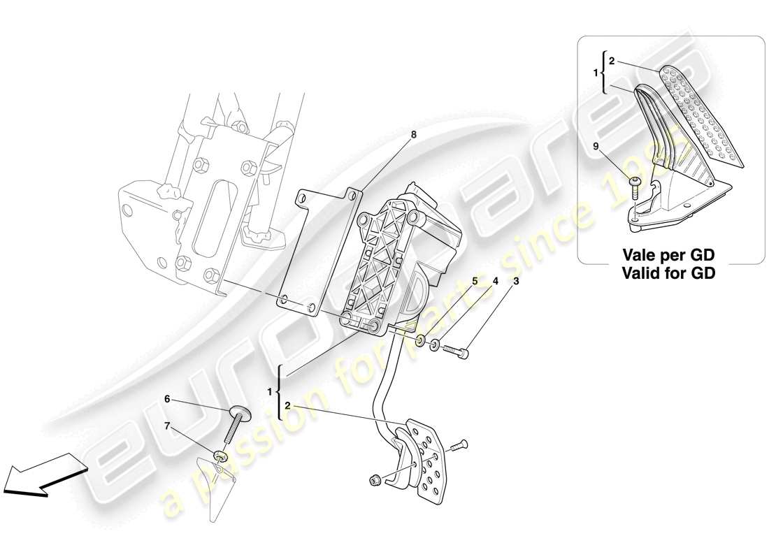 Ferrari 612 Scaglietti (USA) Electronic Accelerator Pedal Part Diagram