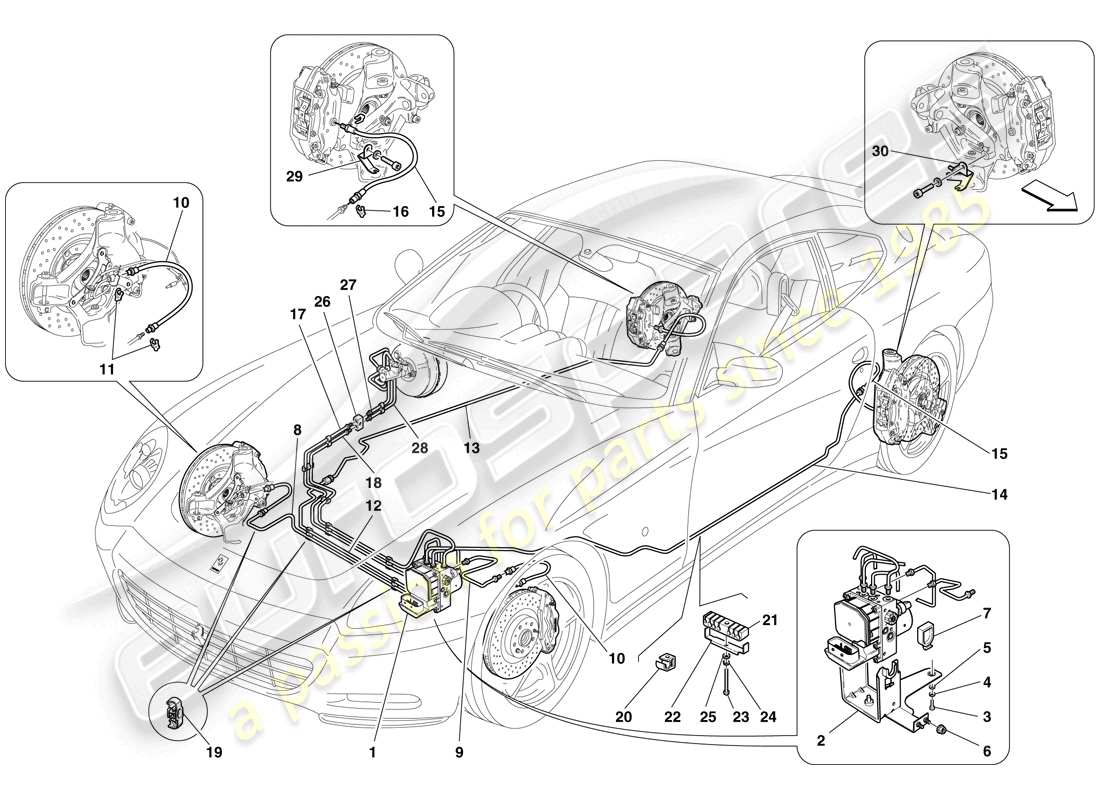 Ferrari 612 Scaglietti (USA) Brake System Part Diagram