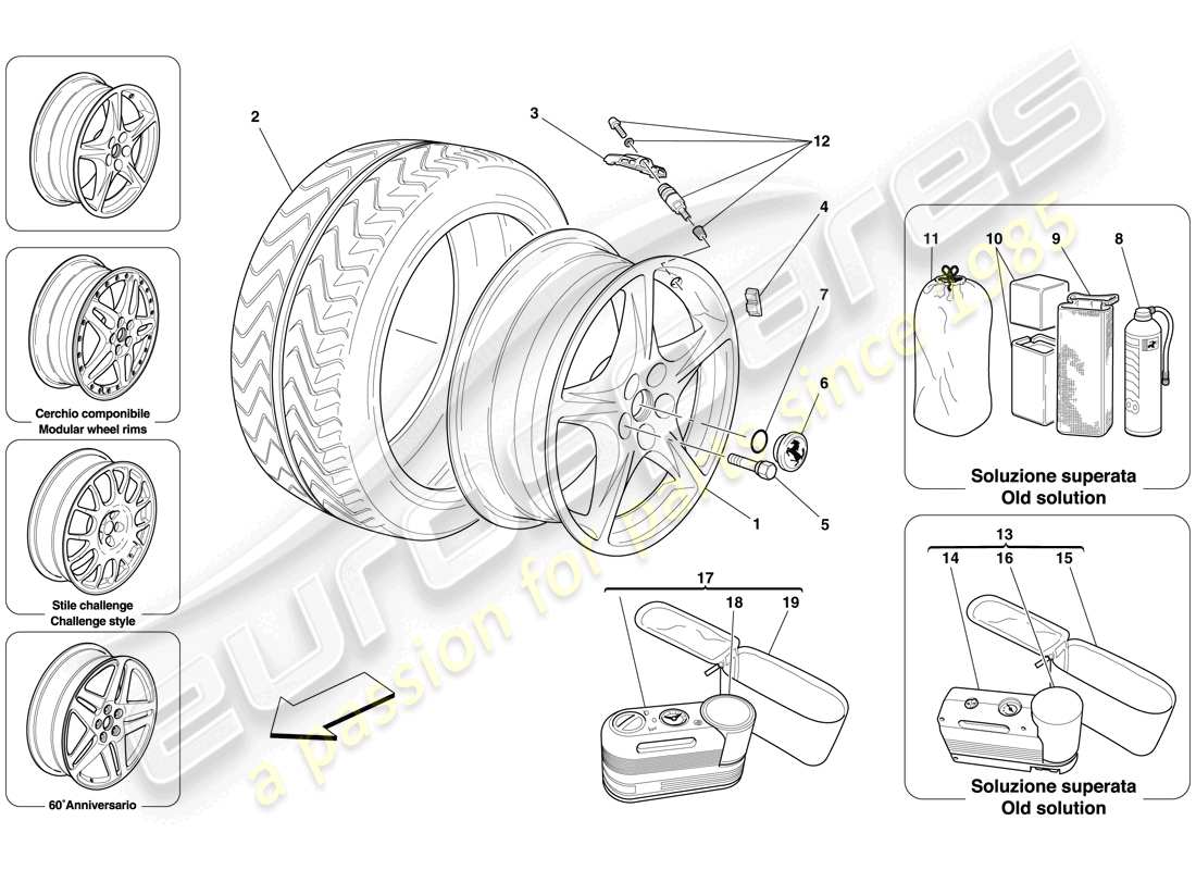 Ferrari 612 Scaglietti (USA) Wheels Part Diagram