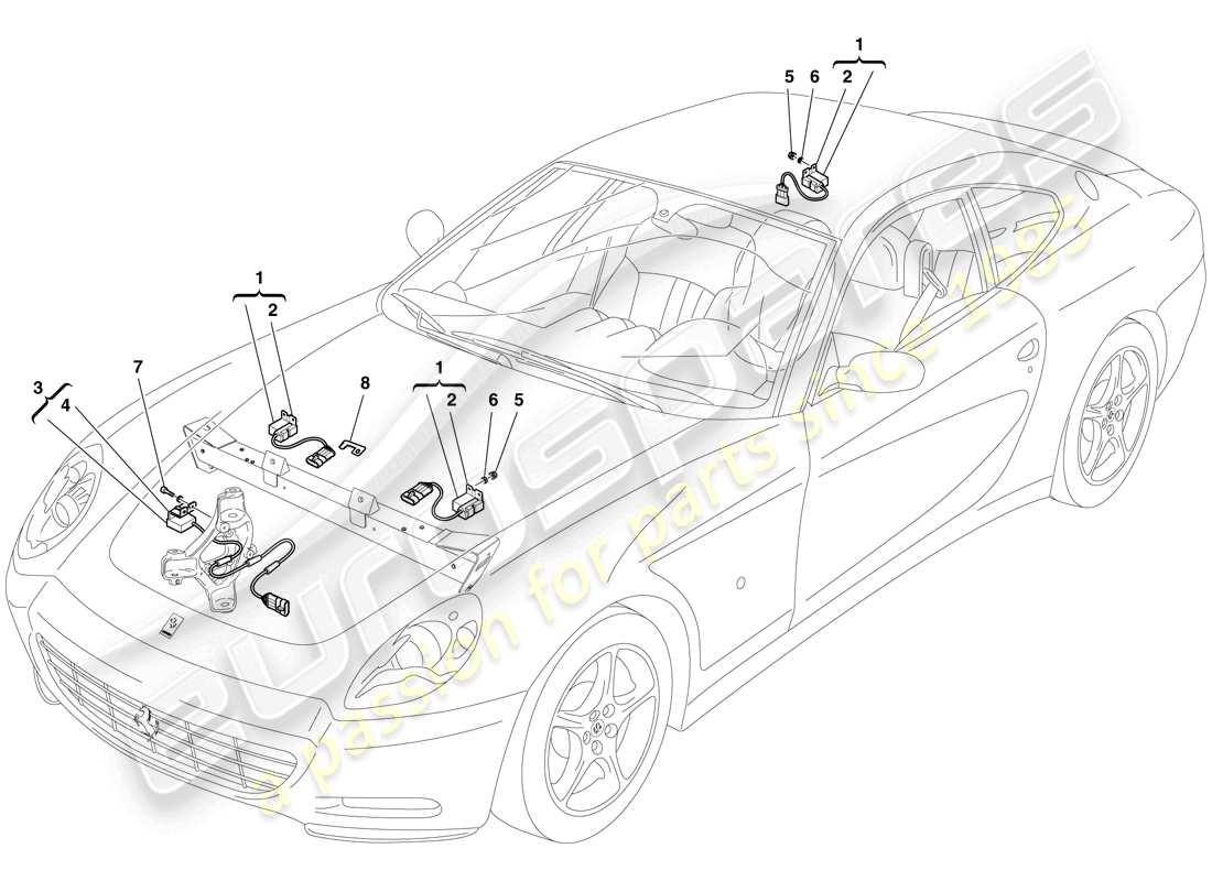 Ferrari 612 Scaglietti (USA) Acceleration Sensors Part Diagram