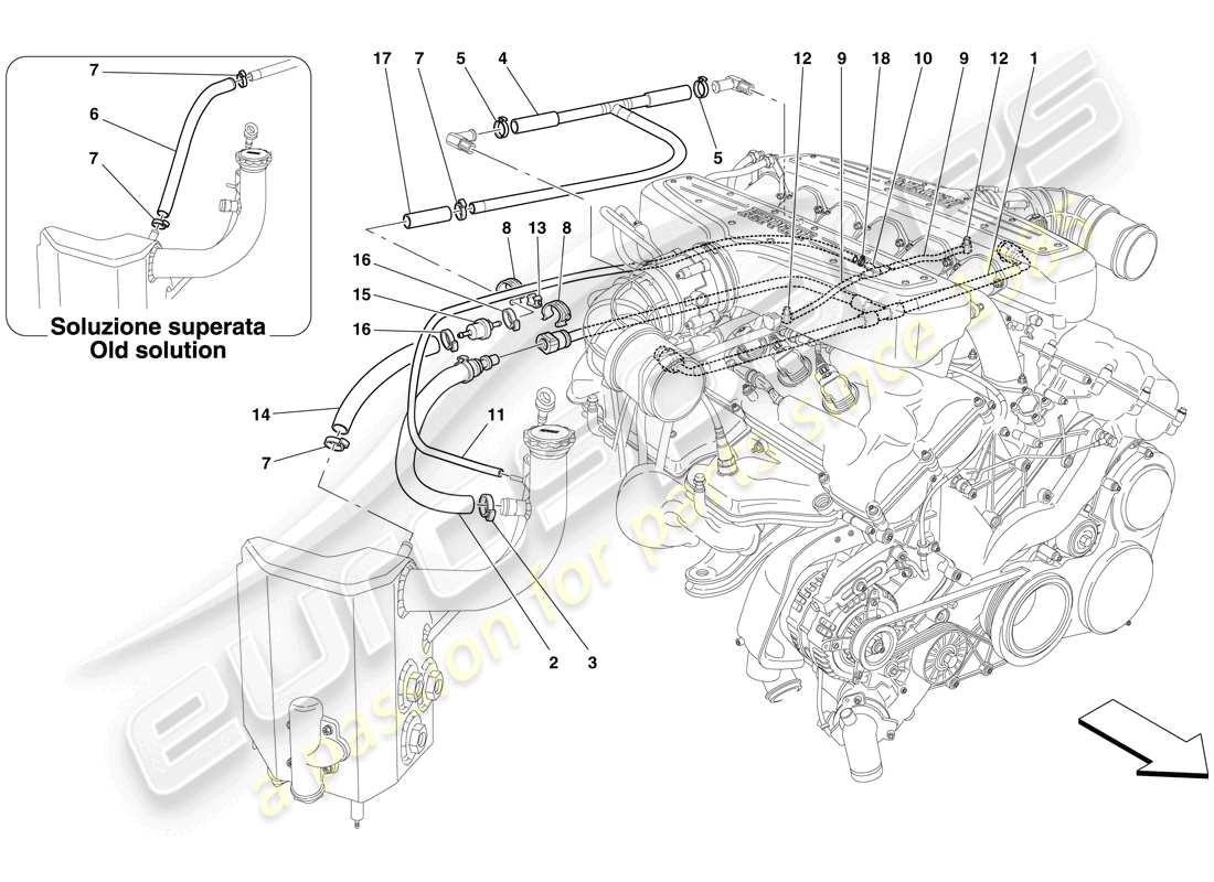 Ferrari 599 GTB Fiorano (Europe) Blow-by system Part Diagram