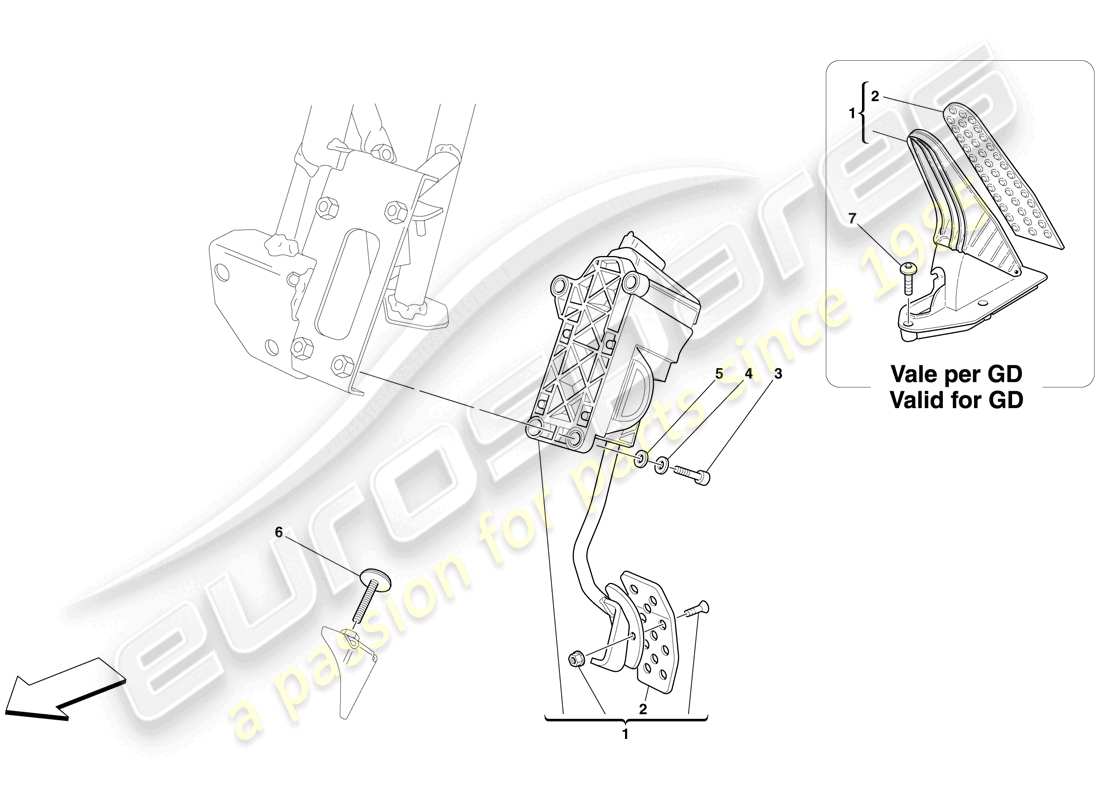 Ferrari 599 GTB Fiorano (Europe) Electronic Accelerator Pedal Part Diagram