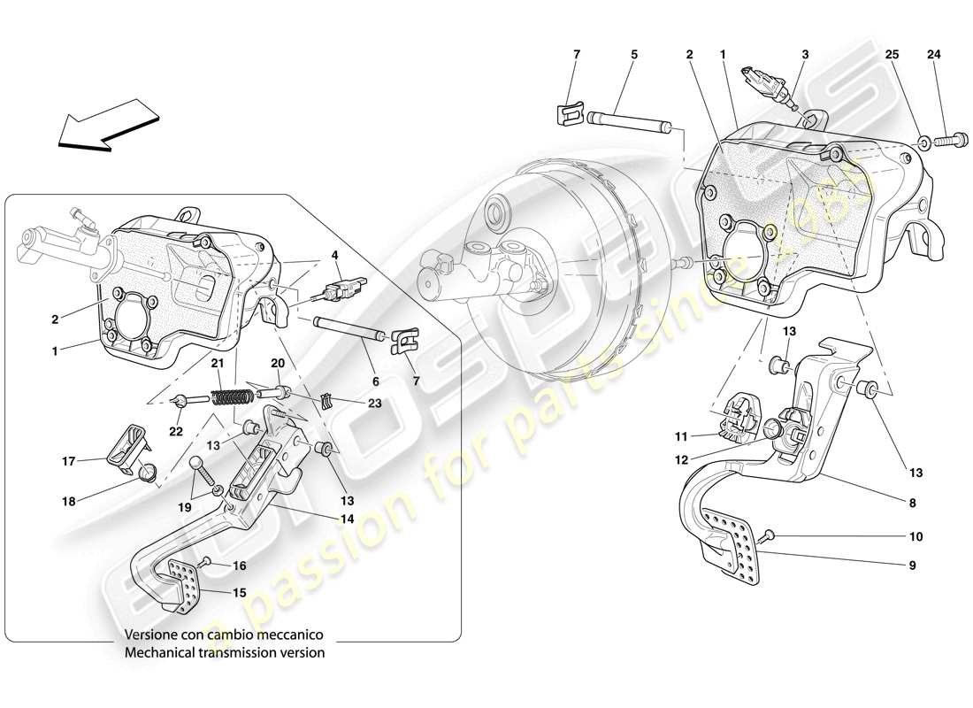Ferrari 599 GTB Fiorano (Europe) Pedal Board Part Diagram