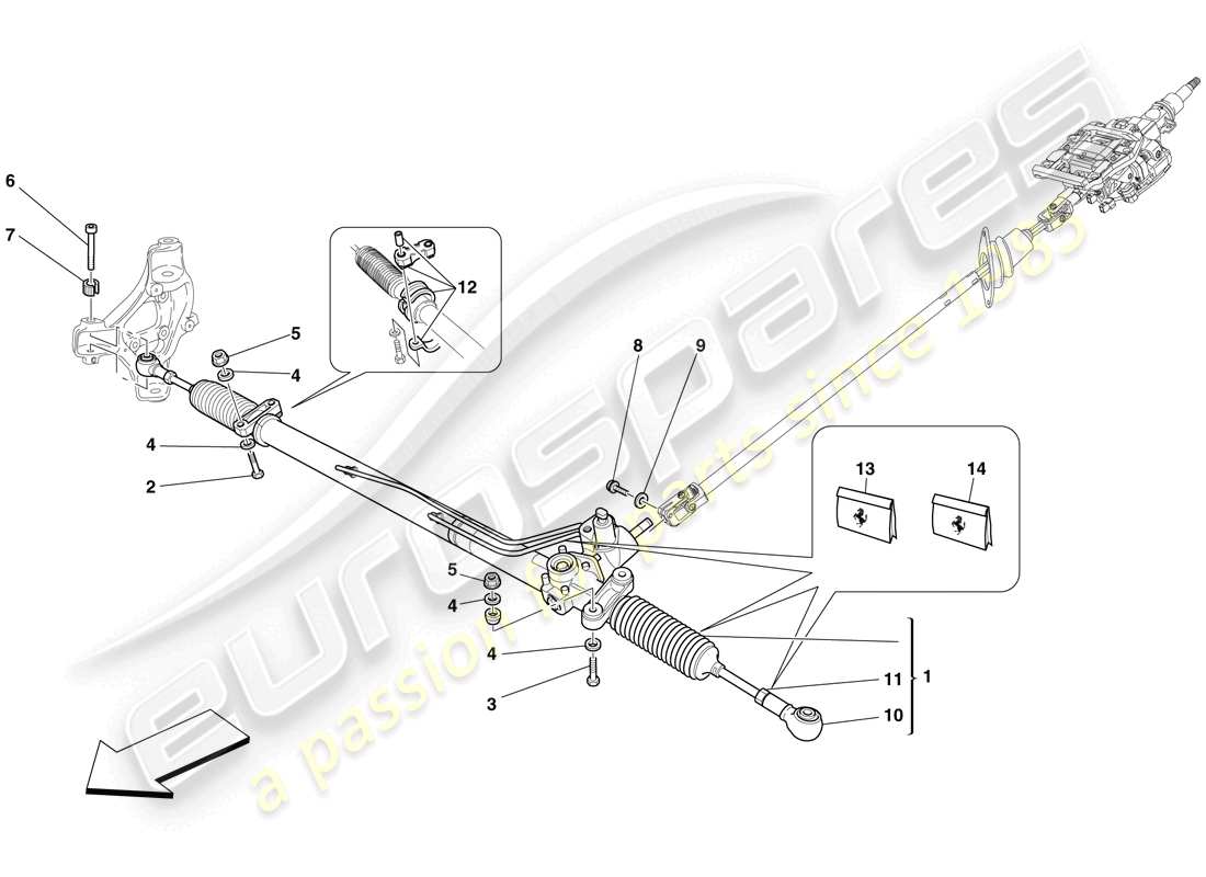 Ferrari 599 GTB Fiorano (Europe) HYDRAULIC POWER STEERING BOX Part Diagram