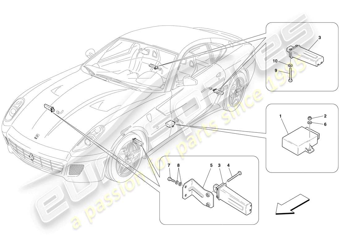 Ferrari 599 GTB Fiorano (Europe) TYRE PRESSURE MONITORING SYSTEM Part Diagram