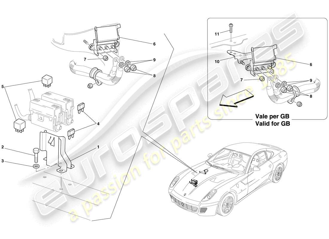 Ferrari 599 GTB Fiorano (Europe) ENGINE COMPARTMENT ECUs Part Diagram