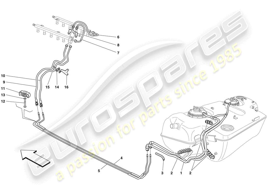 Ferrari 599 GTB Fiorano (RHD) fuel system Part Diagram