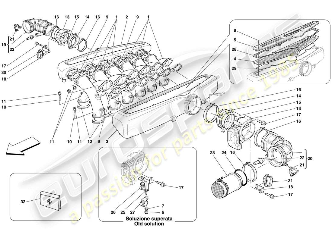 Ferrari 599 GTB Fiorano (RHD) INTAKE MANIFOLD Part Diagram