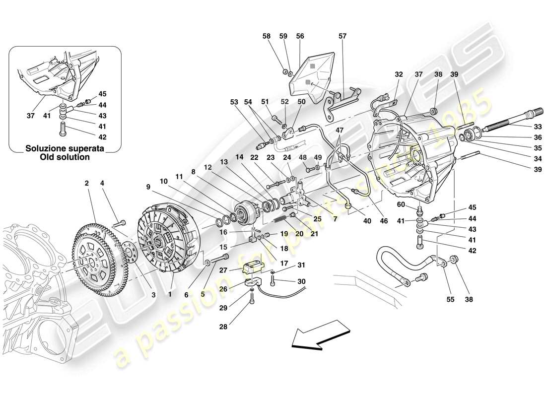 Ferrari 599 GTB Fiorano (RHD) Clutch and Controls Part Diagram