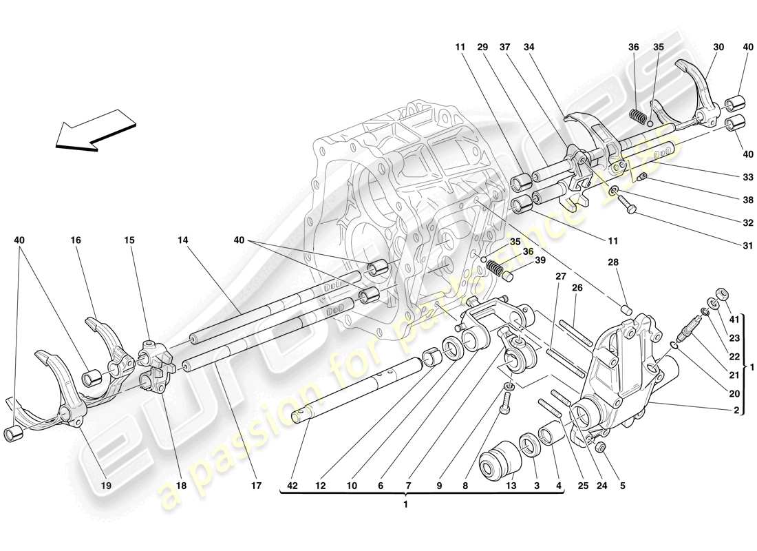 Ferrari 599 GTB Fiorano (RHD) internal gearbox controls Part Diagram