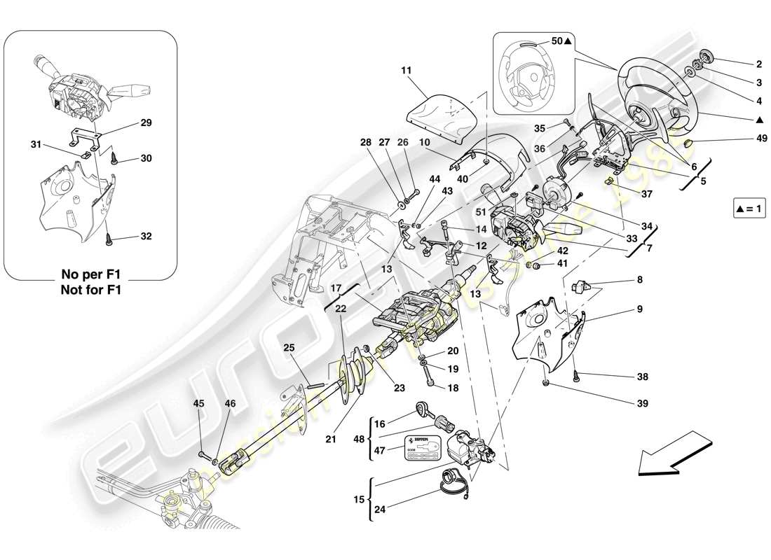 Ferrari 599 GTB Fiorano (RHD) Steering Control Part Diagram