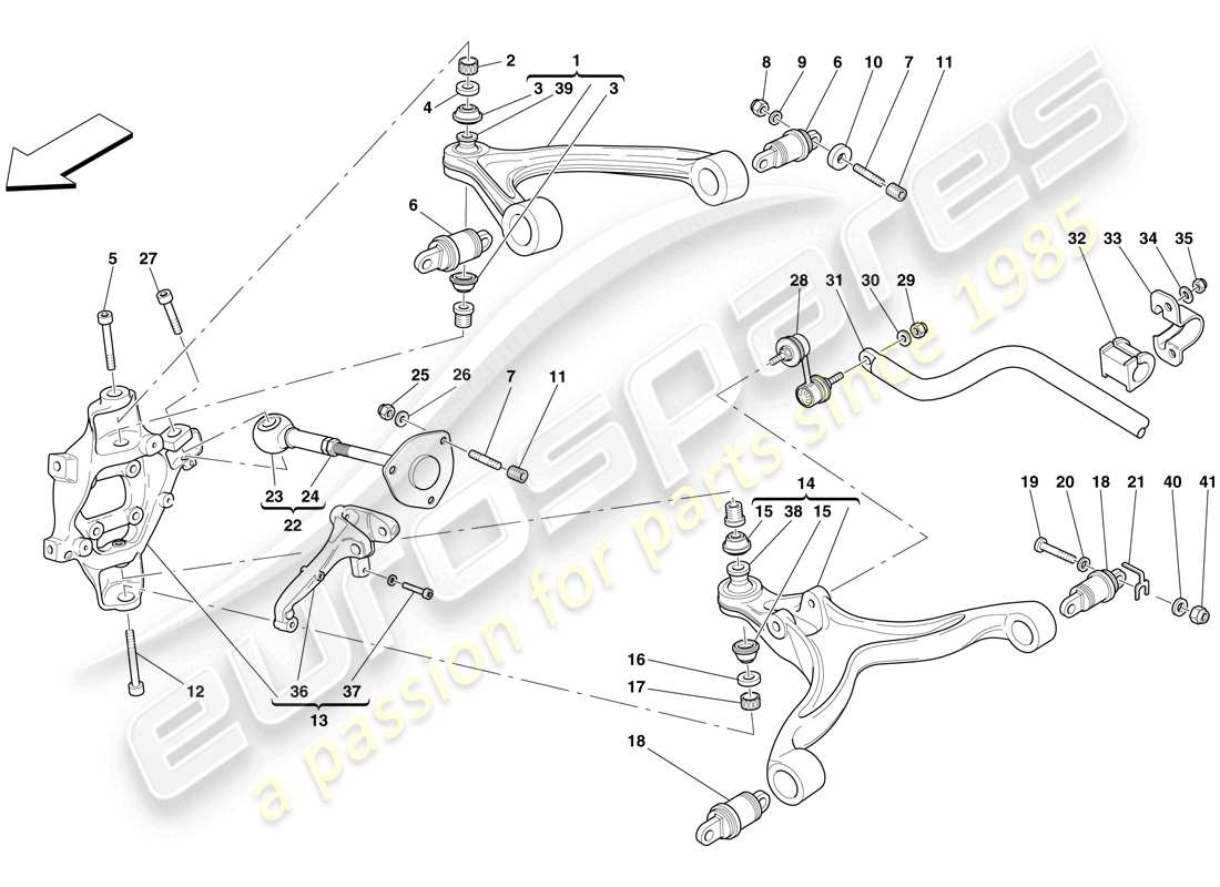 Ferrari 599 GTB Fiorano (RHD) REAR SUSPENSION - ARMS AND STABILISER BAR Part Diagram