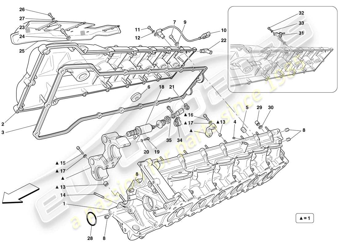 Ferrari 599 GTB Fiorano (USA) right hand cylinder head Part Diagram