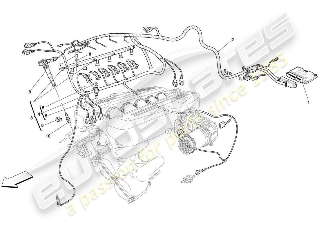 Ferrari 599 GTB Fiorano (USA) injection - ignition system Part Diagram