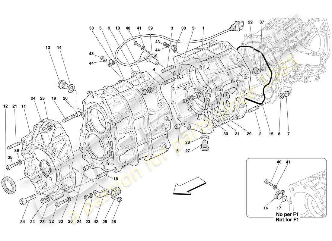 Ferrari 599 GTB Fiorano (USA) GEARBOX HOUSING Part Diagram