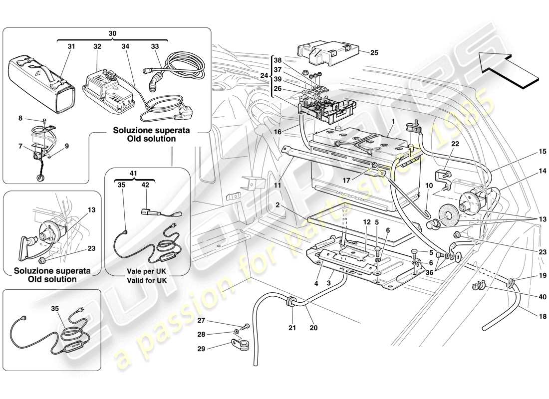 Ferrari 599 GTB Fiorano (USA) Battery Part Diagram