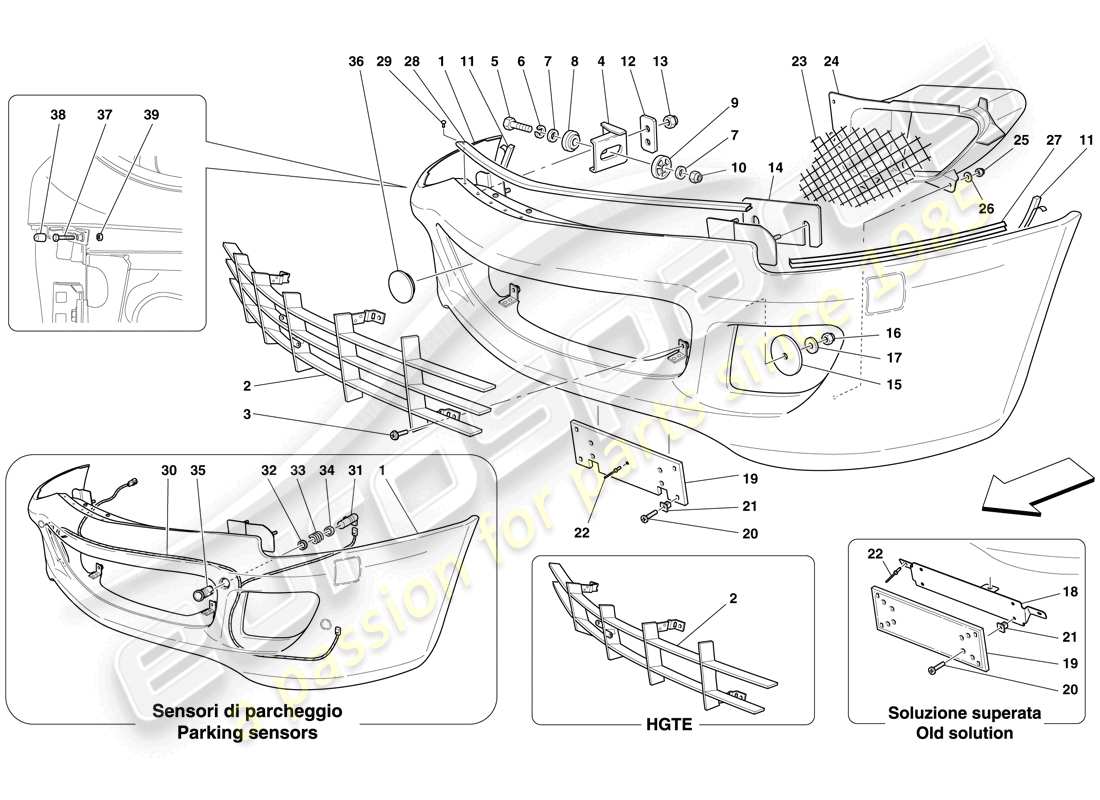 Ferrari 599 GTB Fiorano (USA) FRONT BUMPER Part Diagram