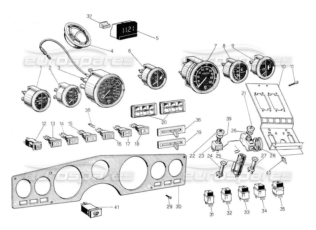 Lamborghini Countach 5000 S (1984) Instruments Part Diagram