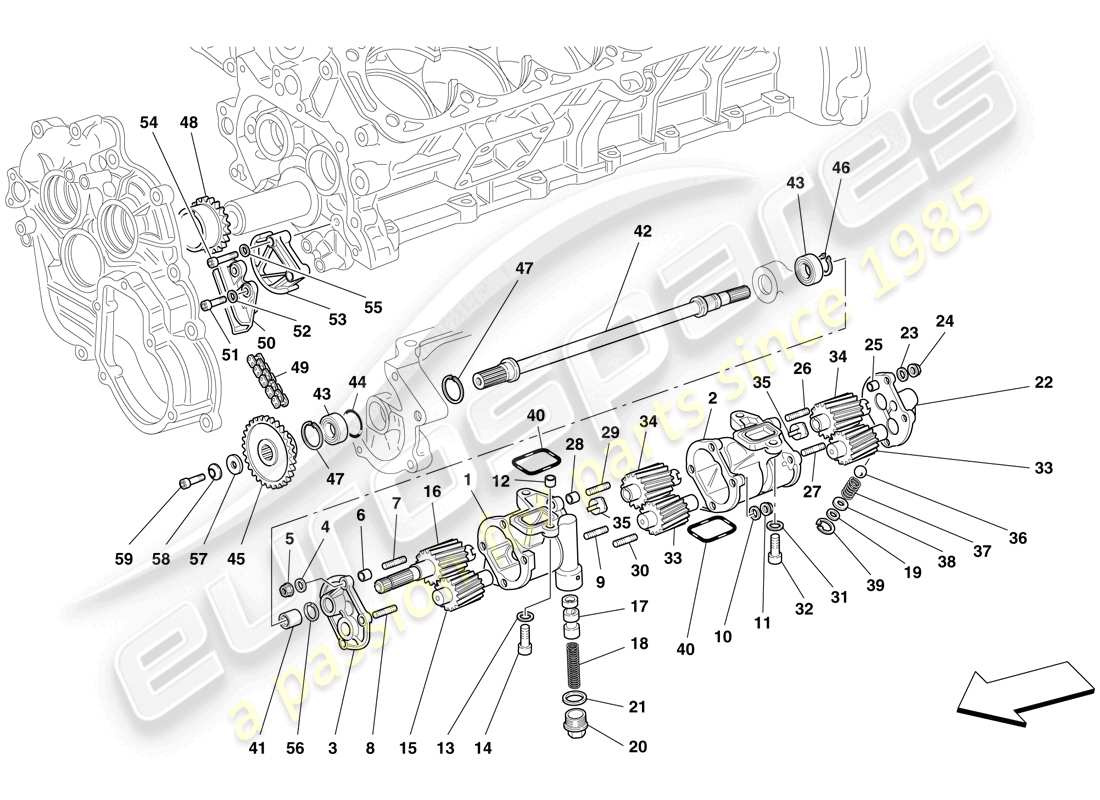 Ferrari 612 Sessanta (Europe) Lubrication - Oil Pumps Part Diagram