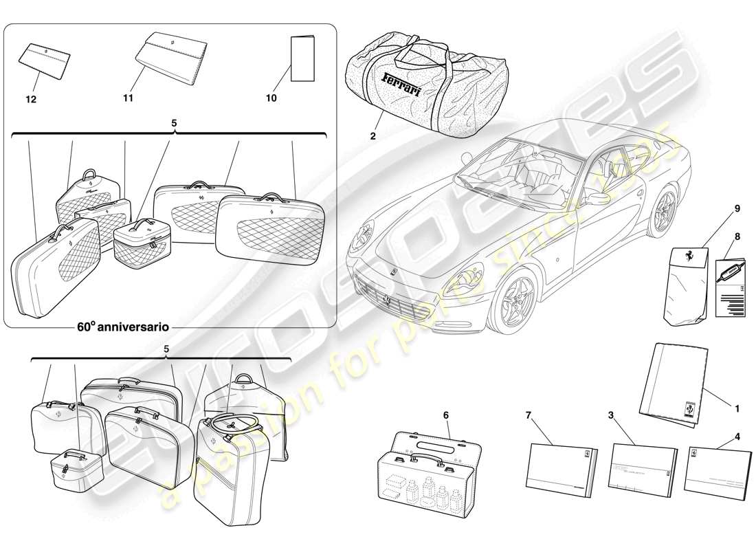 Ferrari 612 Sessanta (Europe) documentation and accessories Part Diagram