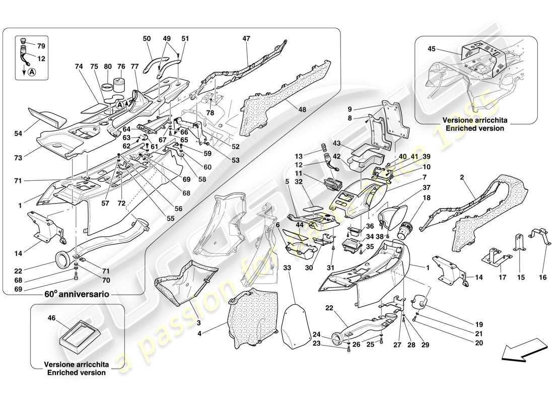 Ferrari 612 Sessanta (Europe) TUNNEL - SUBSTRUCTURE AND ACCESSORIES Part Diagram