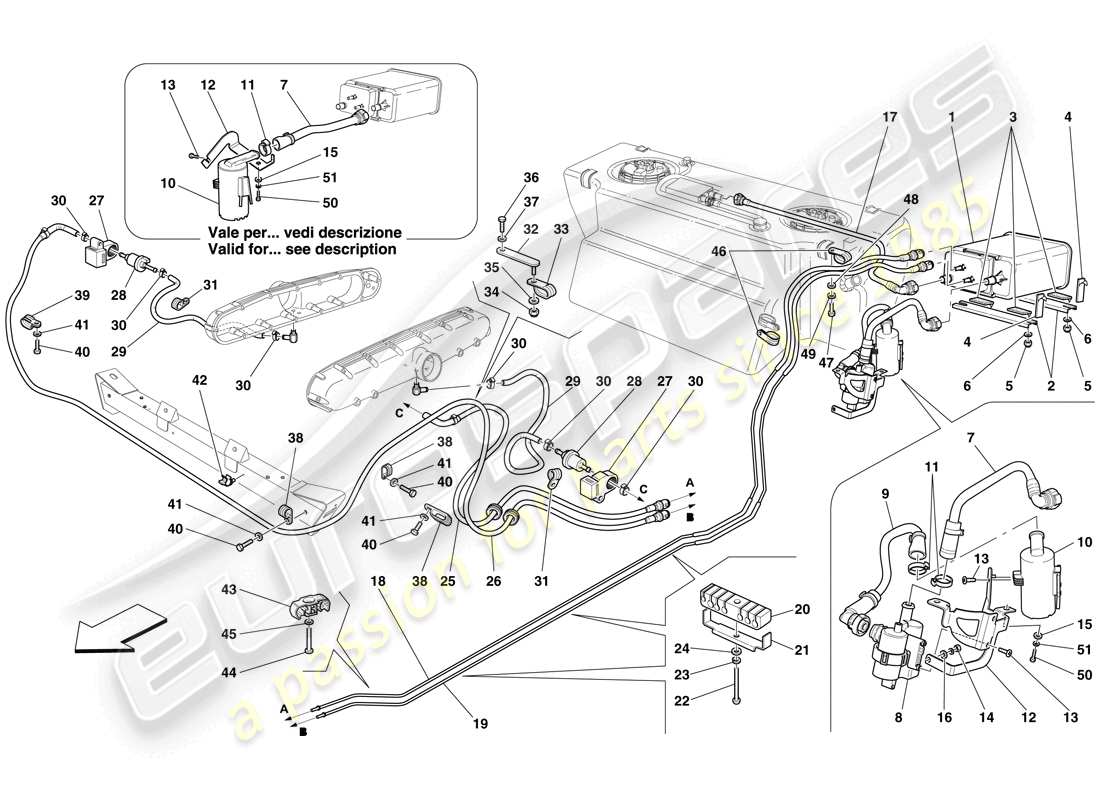 Ferrari 612 Sessanta (USA) evaporative emissions control system Part Diagram