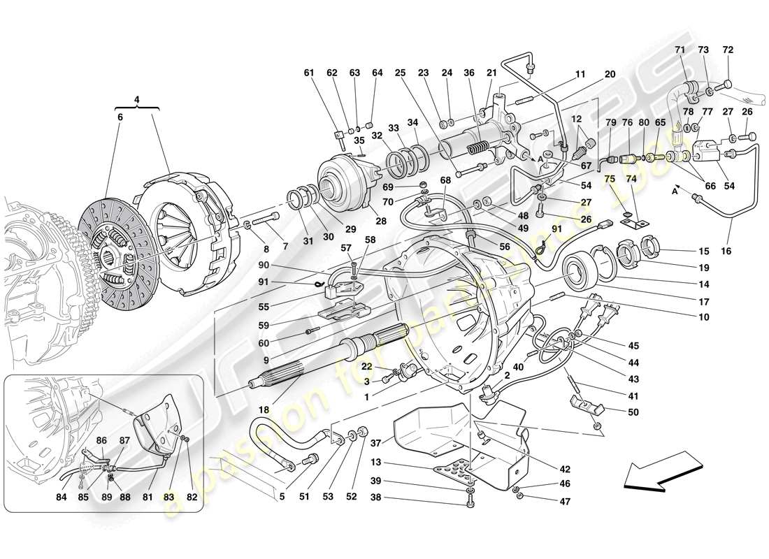 Ferrari 612 Sessanta (USA) Clutch and Controls Part Diagram