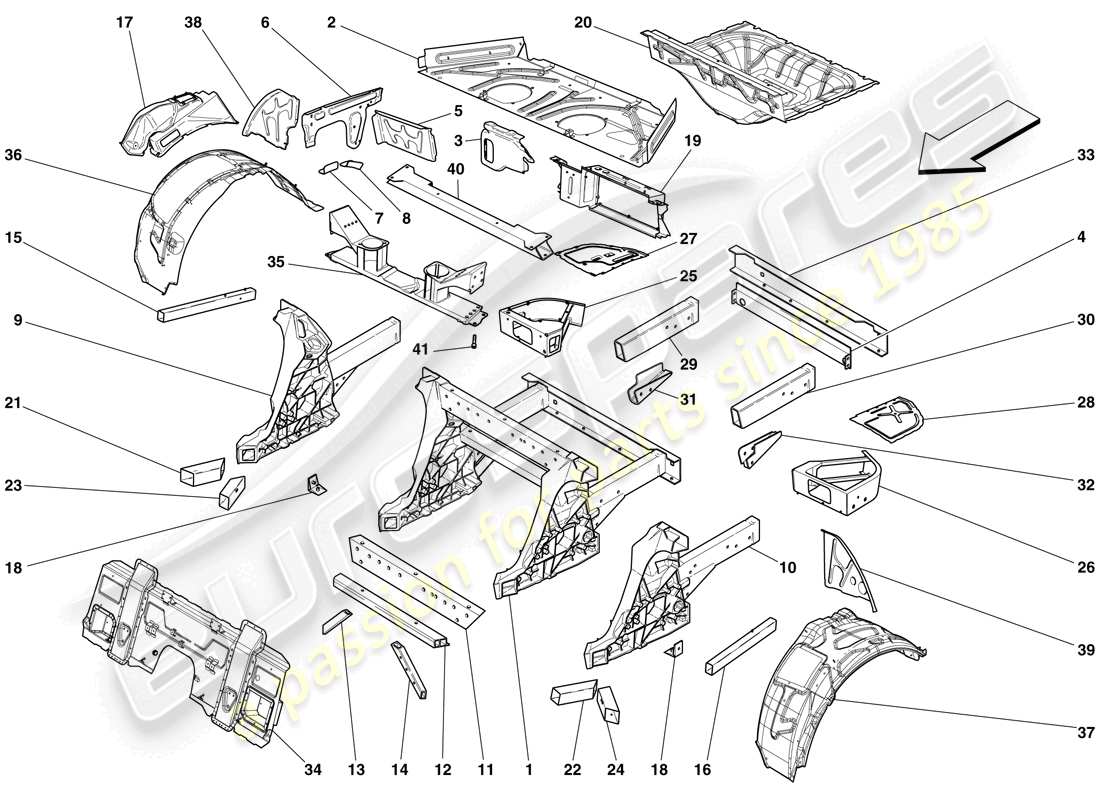 Ferrari 599 GTO (EUROPE) STRUCTURES AND ELEMENTS, REAR OF VEHICLE Part Diagram
