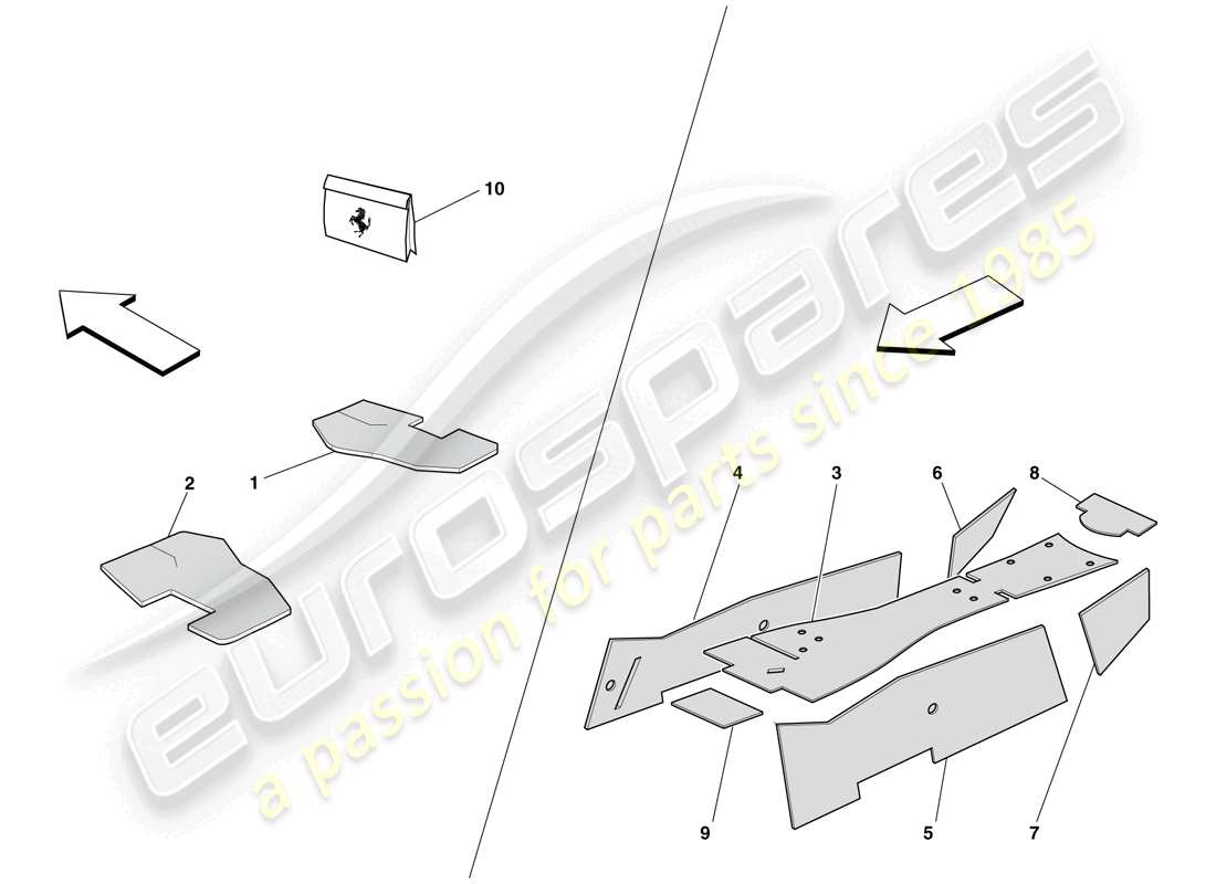 Ferrari 599 GTO (EUROPE) PASSENGER COMPARTMENT INSULATION Part Diagram