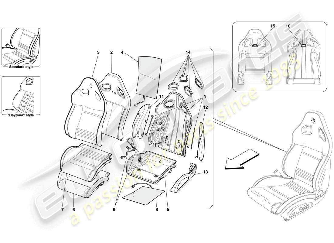 Ferrari 599 GTO (EUROPE) FRONT SEAT - TRIM AND INTERNAL COMPONENTS Part Diagram