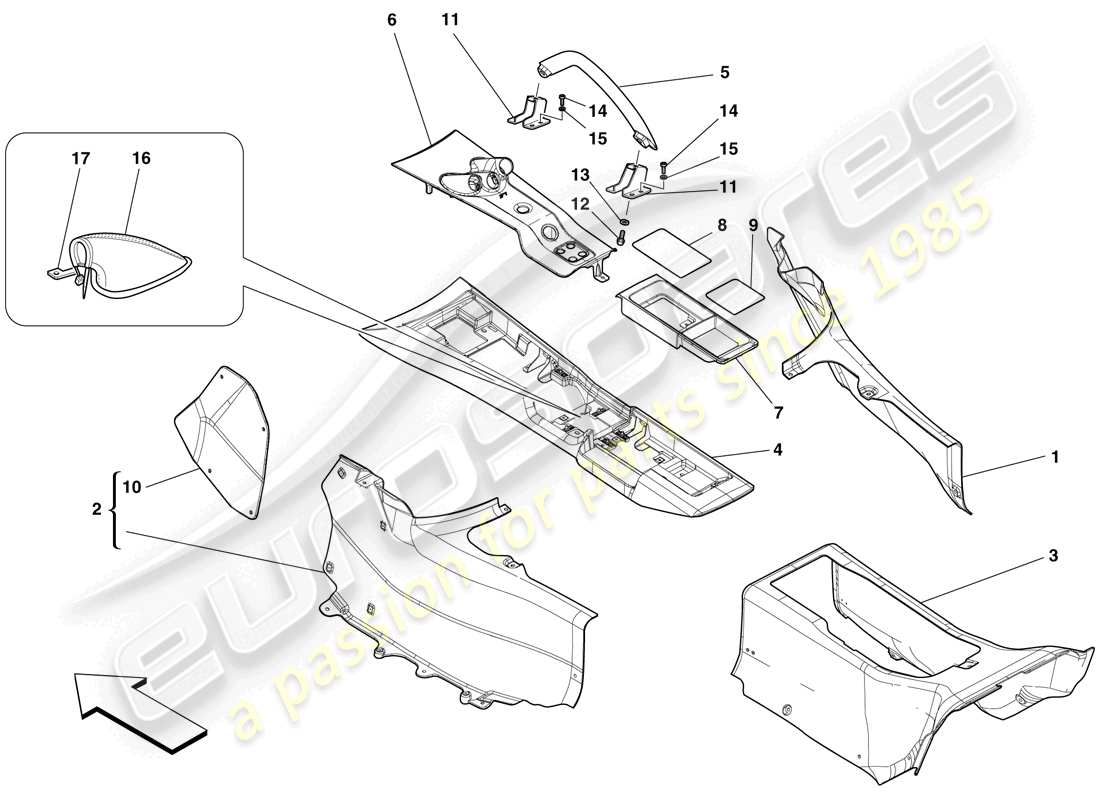 Ferrari 599 GTO (EUROPE) TUNNEL - SUBSTRUCTURE AND ACCESSORIES Part Diagram