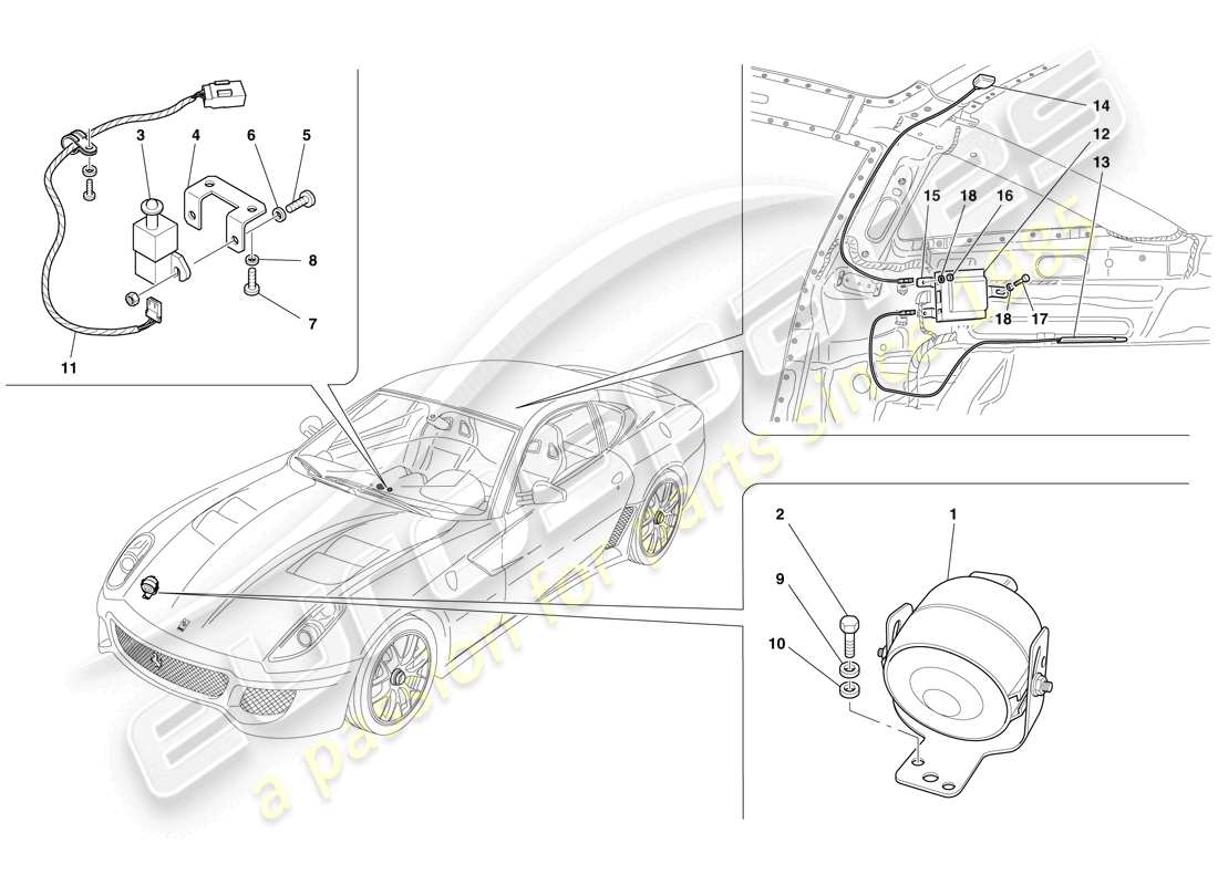 Ferrari 599 GTO (EUROPE) ANTITHEFT SYSTEM ECUs AND DEVICES Part Diagram