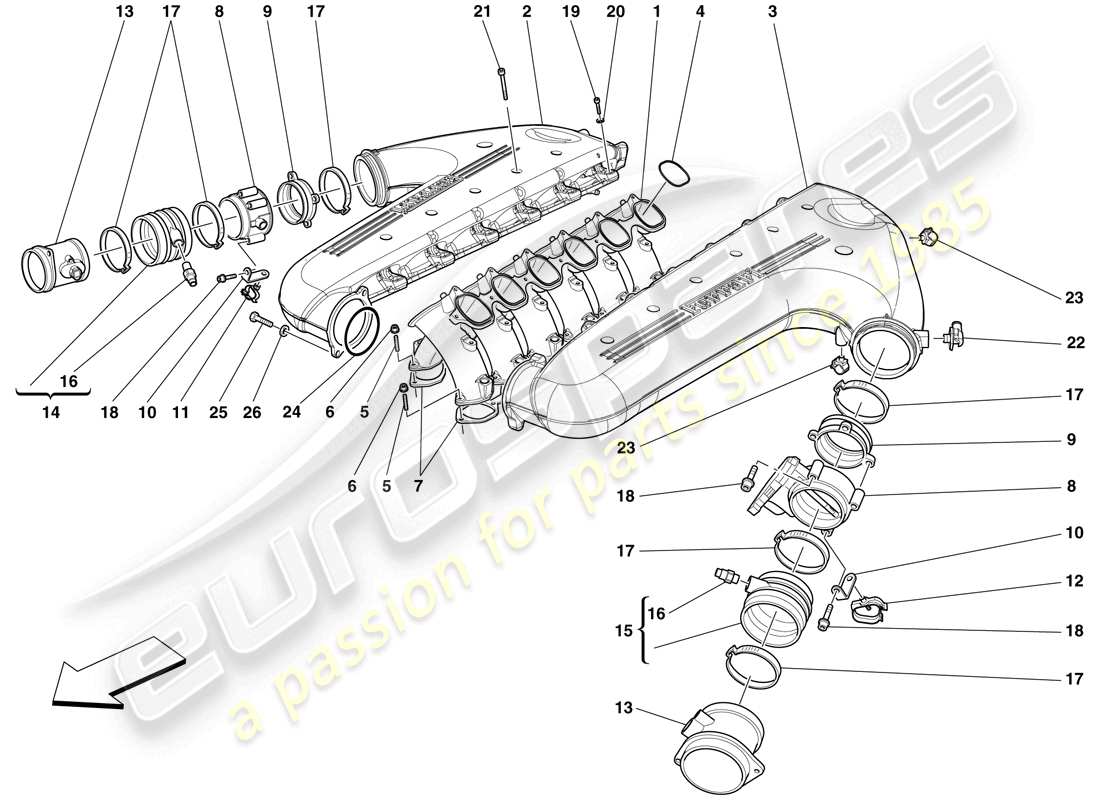 Ferrari 599 GTO (RHD) INTAKE MANIFOLD Parts Diagram
