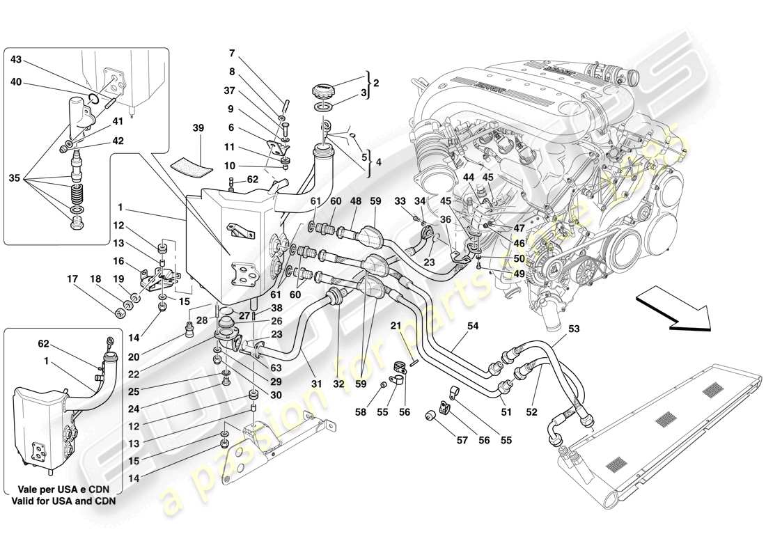Ferrari 599 GTO (RHD) Lubrication System - Tank Part Diagram