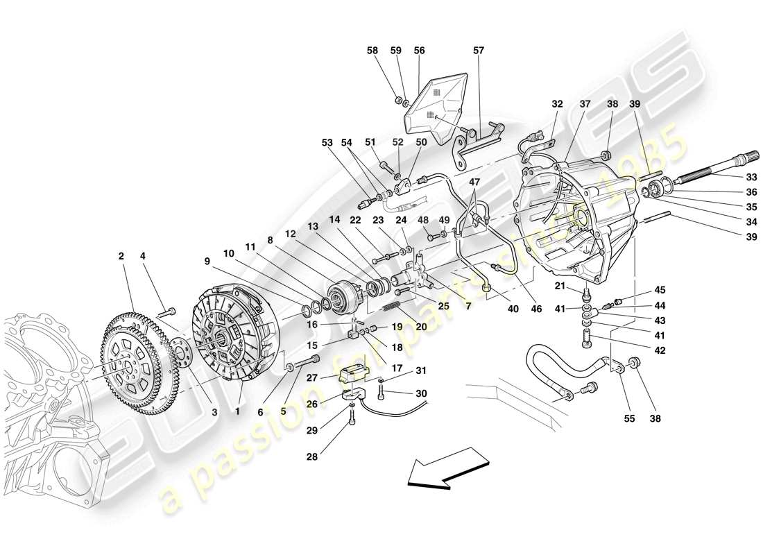 Ferrari 599 GTO (RHD) Clutch and Controls Part Diagram