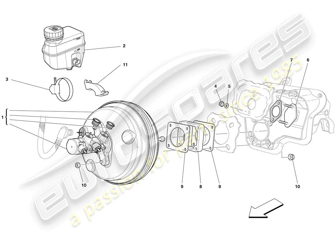 Ferrari 599 GTO (RHD) HYDRAULIC BRAKE AND CLUTCH CONTROL Parts Diagram