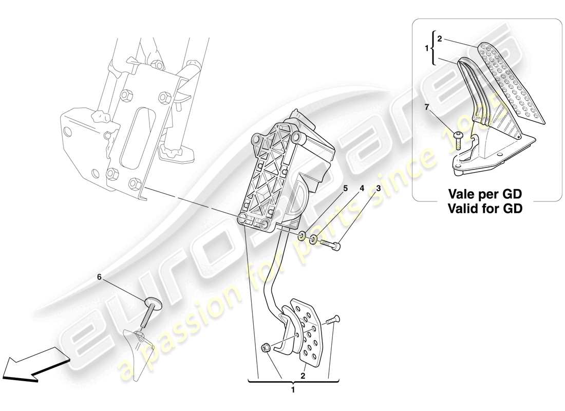 Ferrari 599 GTO (RHD) Electronic Accelerator Pedal Part Diagram