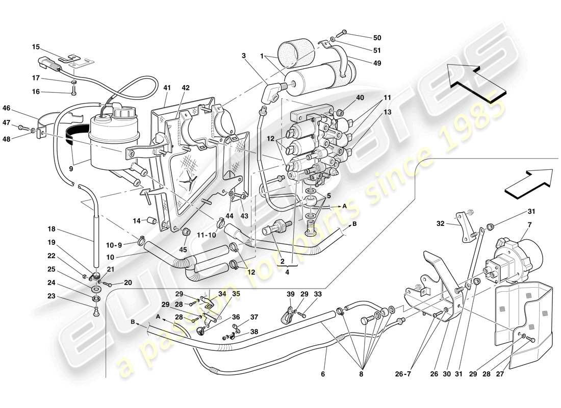 Ferrari 599 GTO (RHD) Power Unit and Tank Part Diagram
