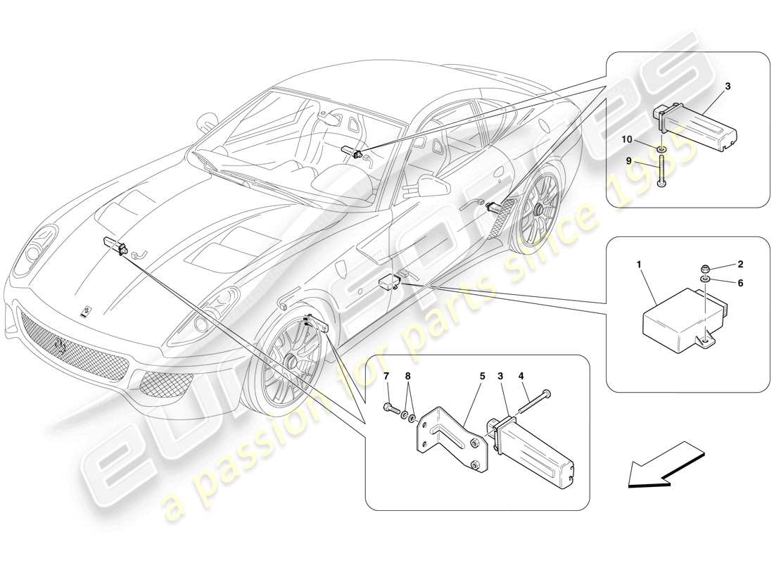 Ferrari 599 GTO (RHD) TYRE PRESSURE MONITORING SYSTEM Parts Diagram