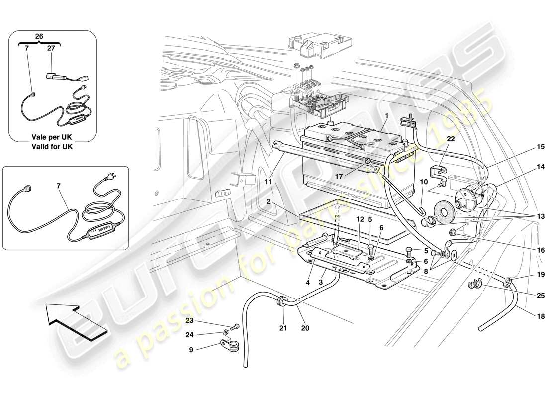 Ferrari 599 GTO (RHD) Battery Part Diagram