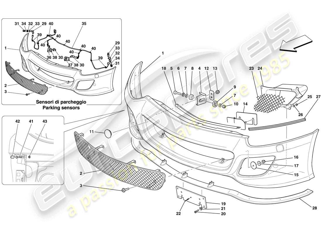 Ferrari 599 GTO (RHD) FRONT BUMPER Part Diagram